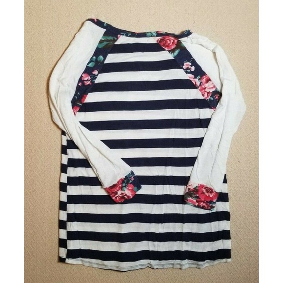 Twenty Second 22nd Shirt Womens Small S Pullover Top Blue 3/4 Sleeve Floral - Picture 6 of 7